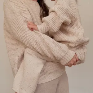 MAMA Aspen Chunky Knit Oversized Jumper (Cocoa Flecked)