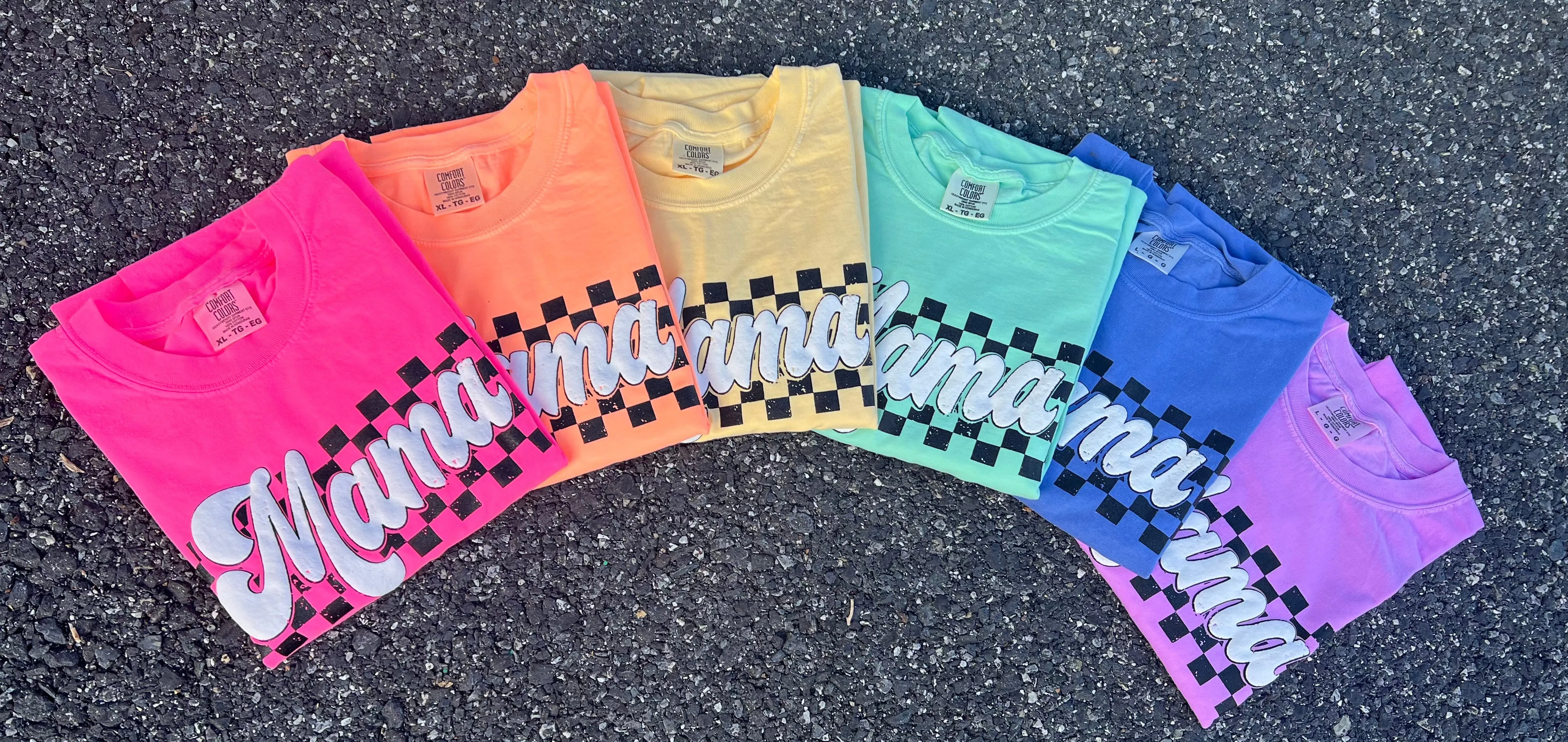 Mama Checkered Puff Short Sleeve