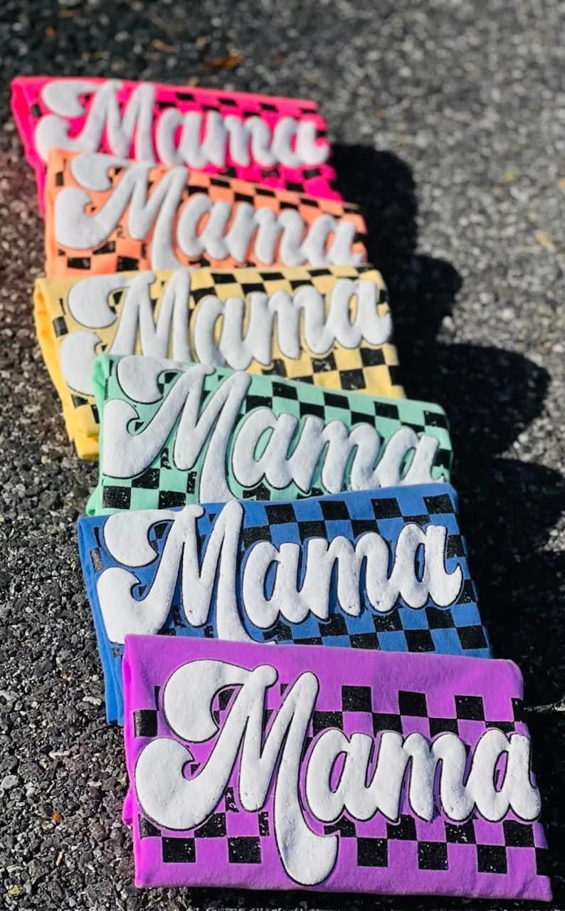 Mama Checkered Puff Short Sleeve