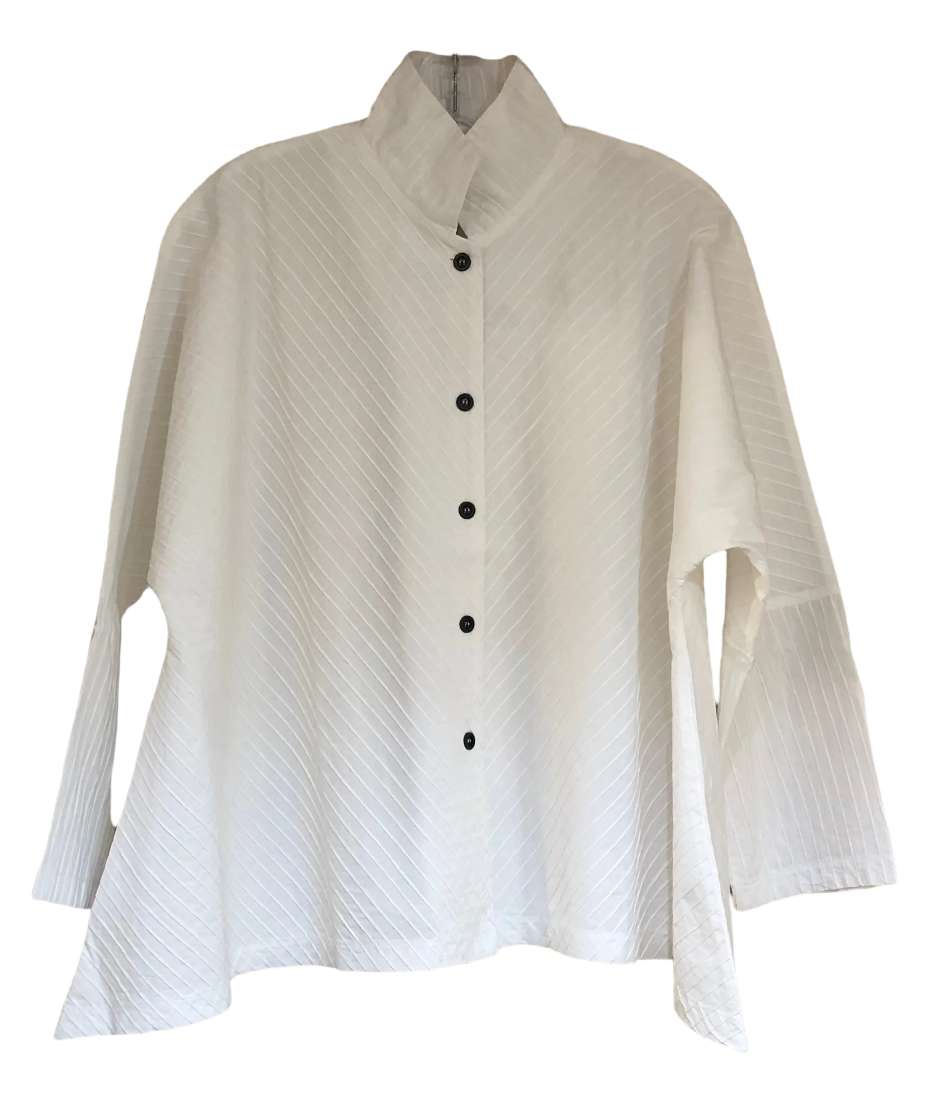 Mandarin Swing with diagonal pleats