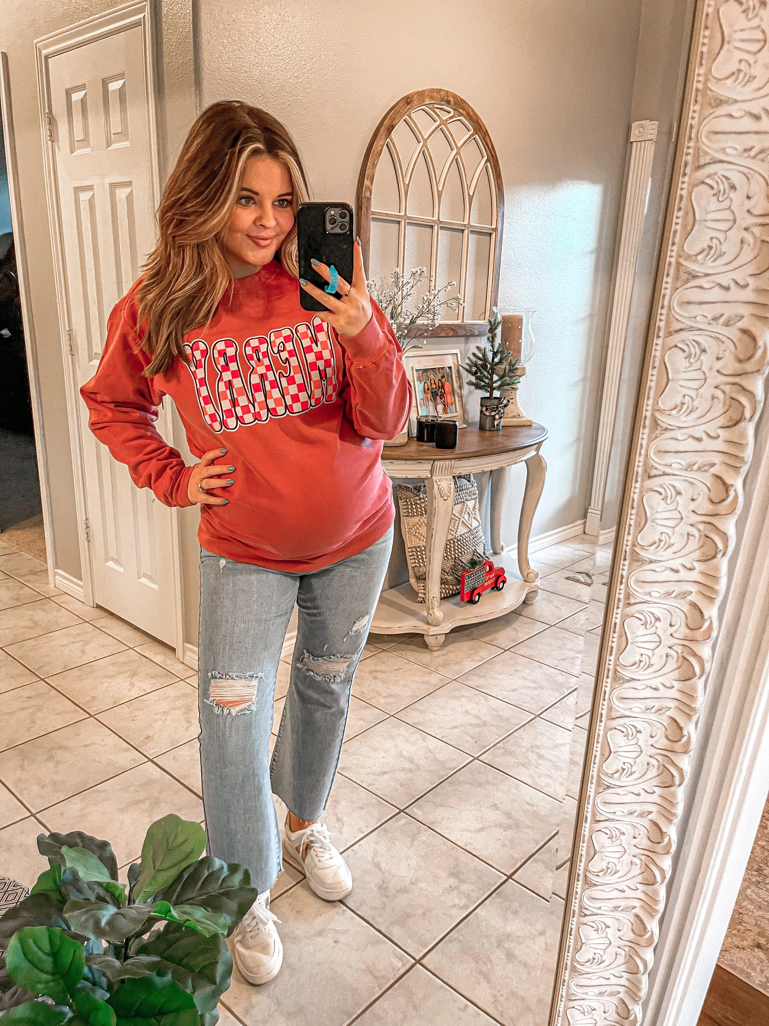 Merry Checkered Sweatshirt