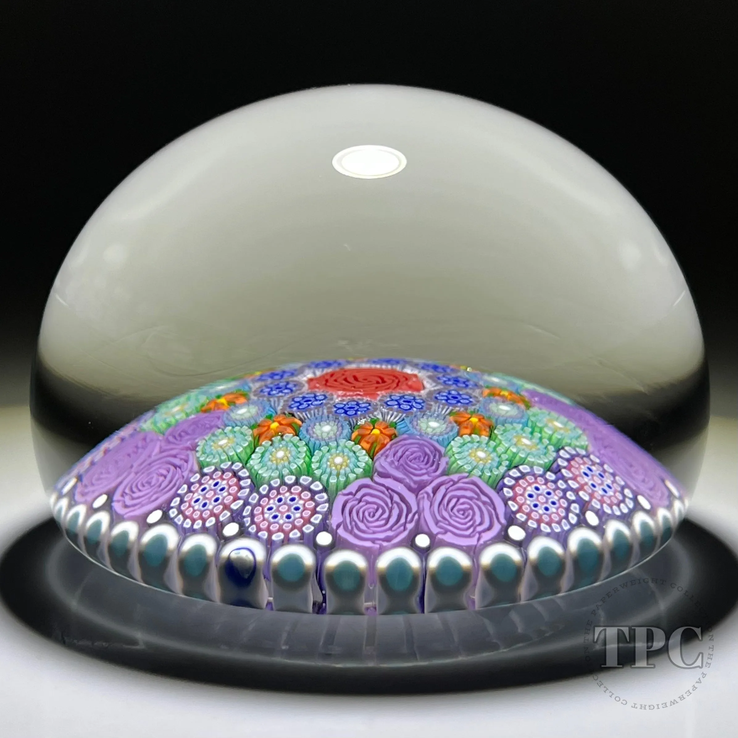 Michael Hunter 2022 Glass Art Paperweight Patterned Complex Millefiori with Roses & Daises in Staves
