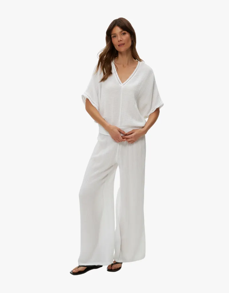 Michael Stars Imani Cropped Dolman Sleeve Top in White