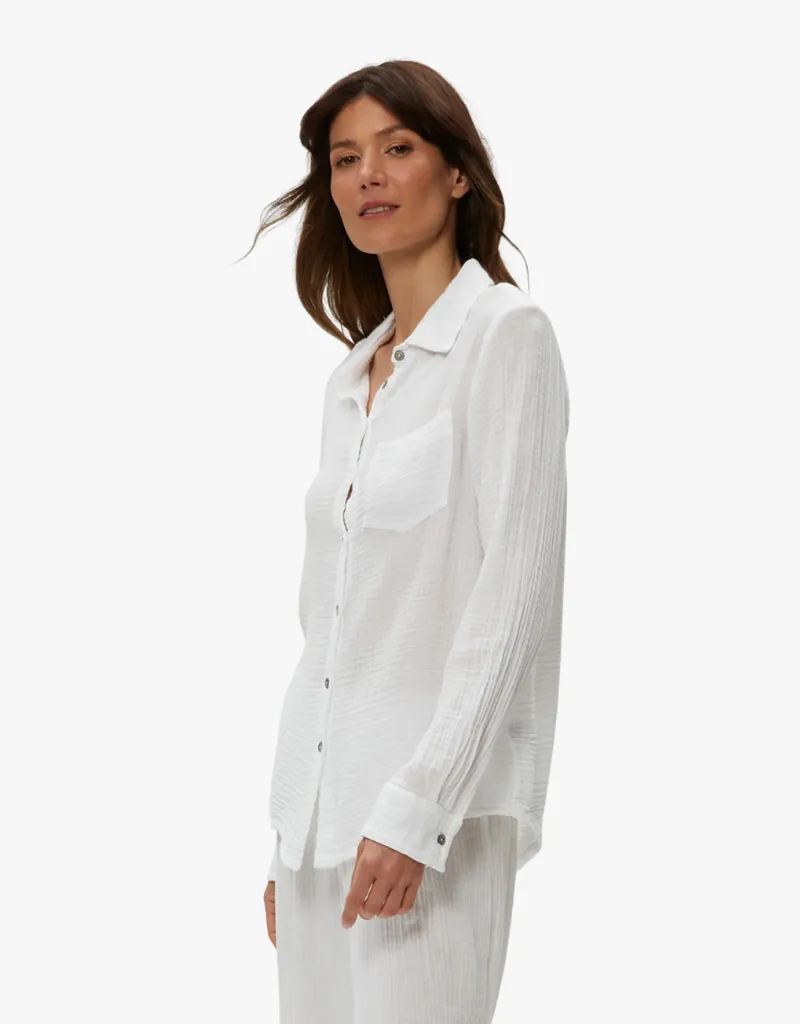 Michael Stars Imani Cropped Dolman Sleeve Top in White