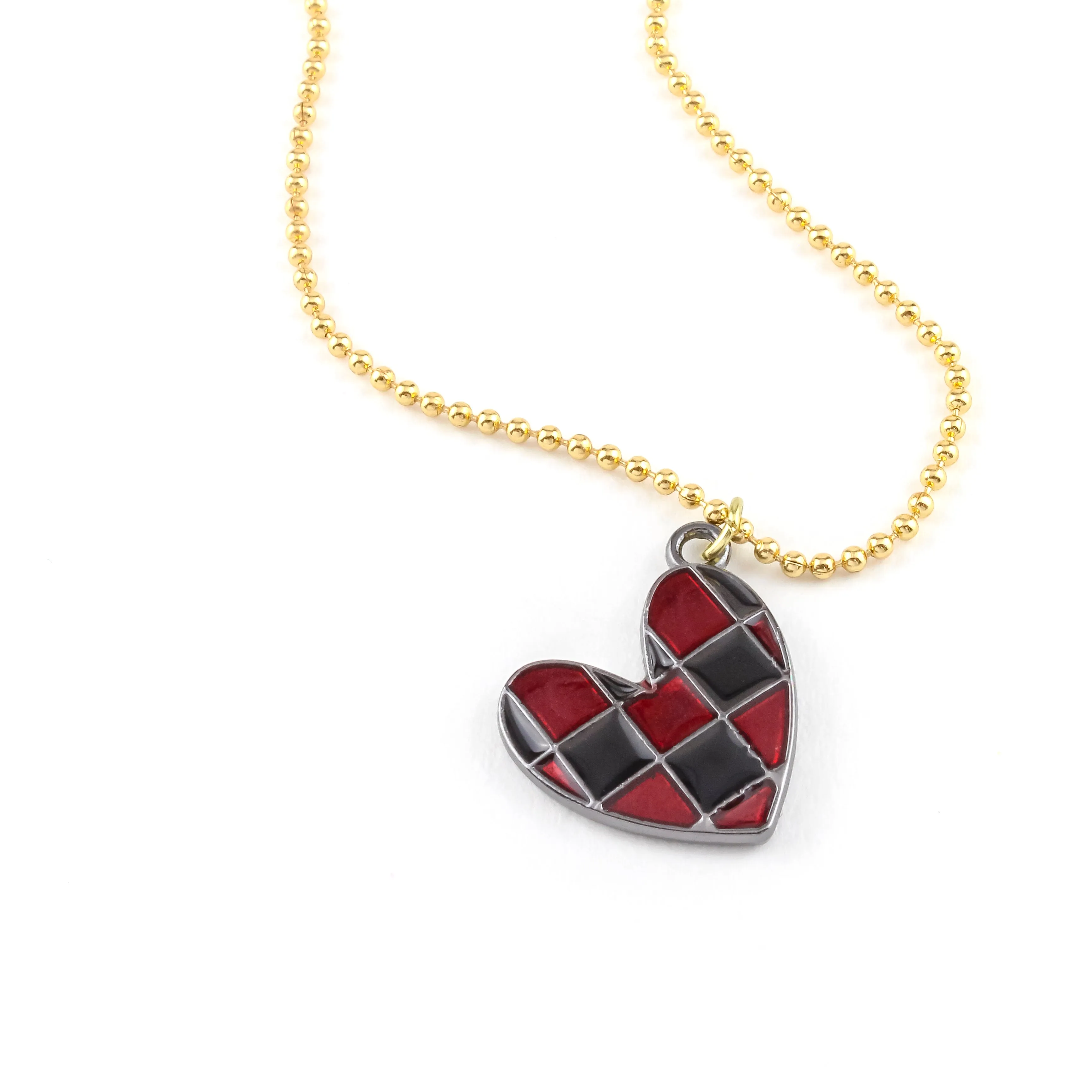 Mike Checkered Heart Necklace