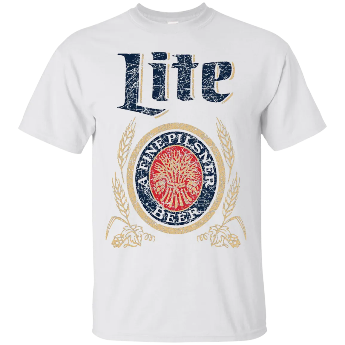 Miller Lite Beer T-Shirt Custom Designed Color Worn Label Pattern