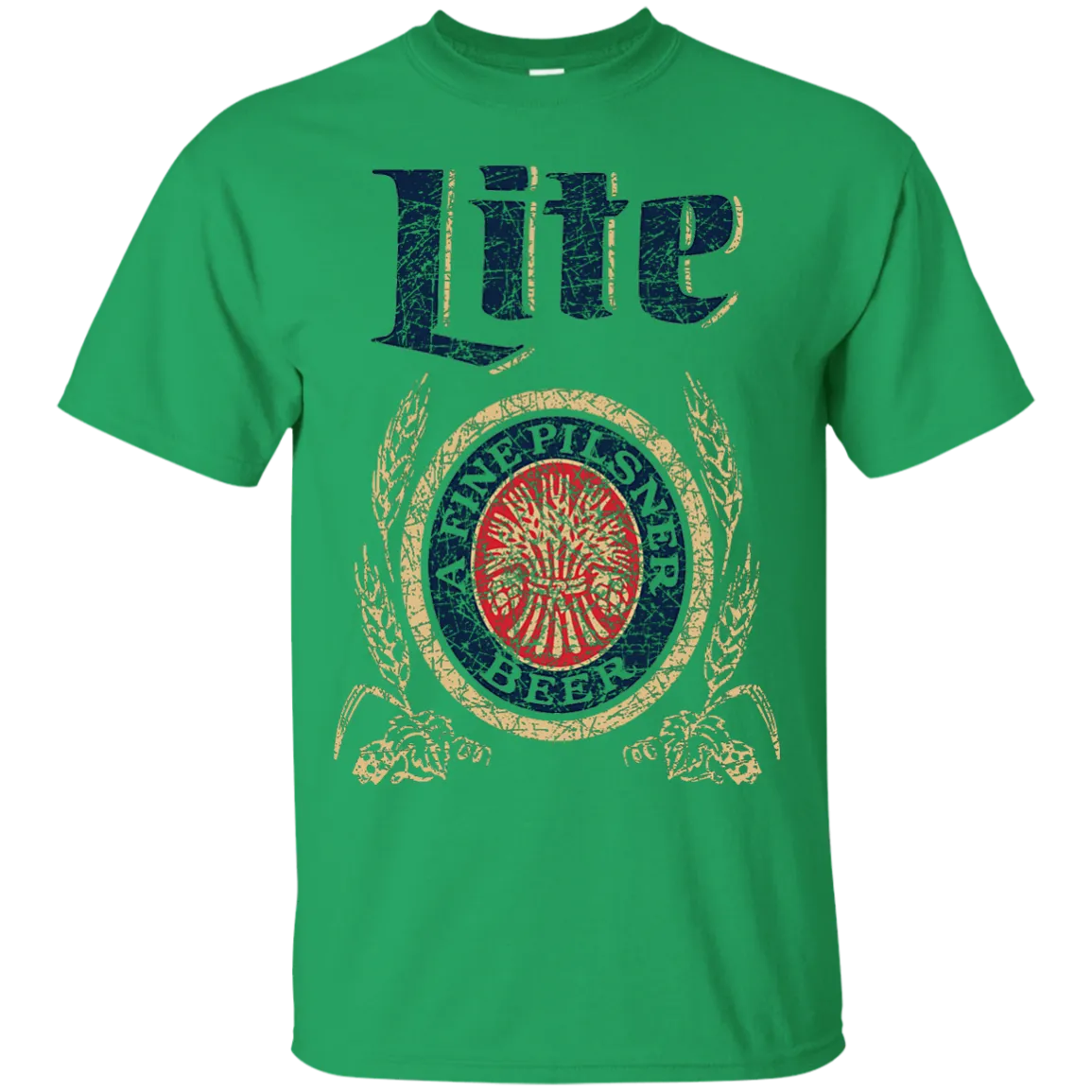 Miller Lite Beer T-Shirt Custom Designed Color Worn Label Pattern