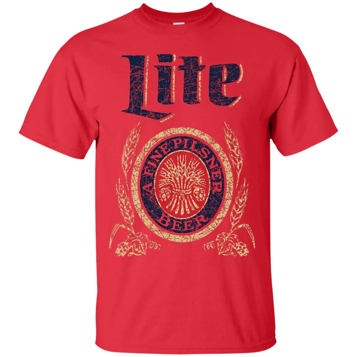Miller Lite Beer T-Shirt Custom Designed Color Worn Label Pattern
