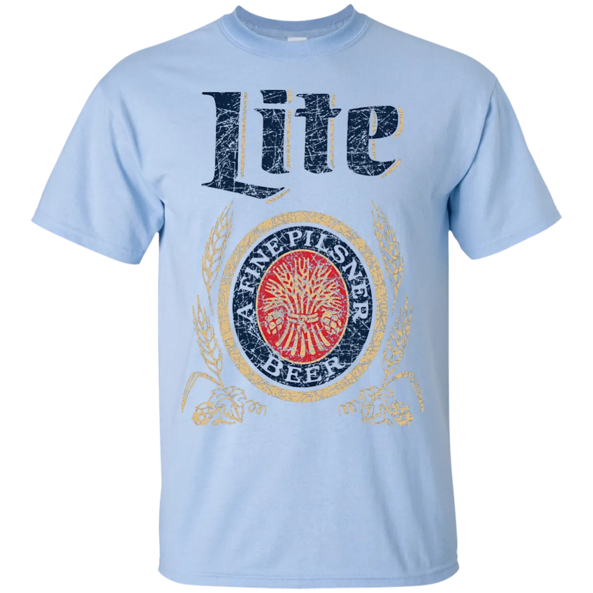 Miller Lite Beer T-Shirt Custom Designed Color Worn Label Pattern
