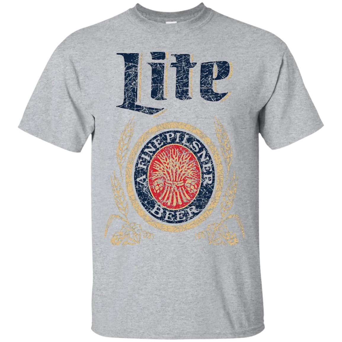 Miller Lite Beer T-Shirt Custom Designed Color Worn Label Pattern
