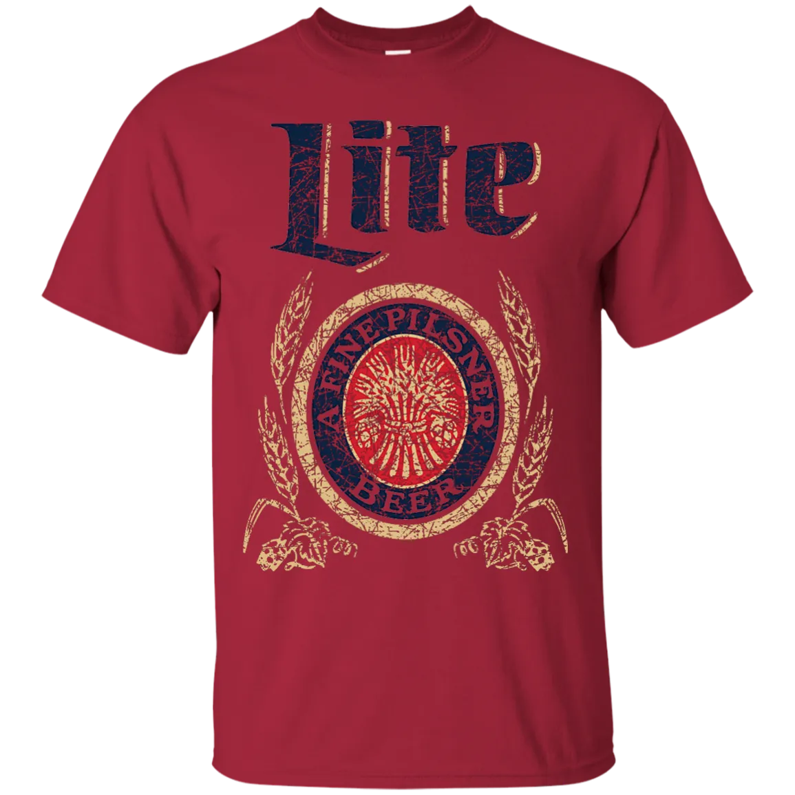 Miller Lite Beer T-Shirt Custom Designed Color Worn Label Pattern
