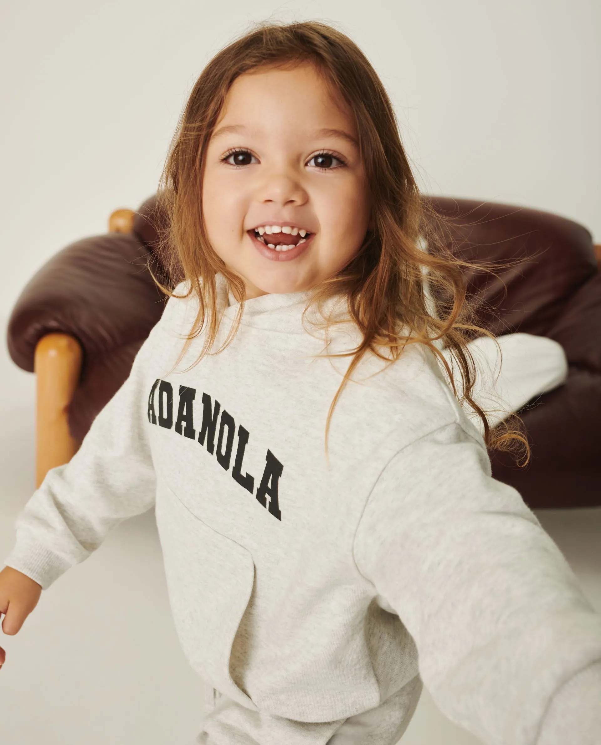 Mini Varsity Oversized Hoodie - Light Grey Melange/Black