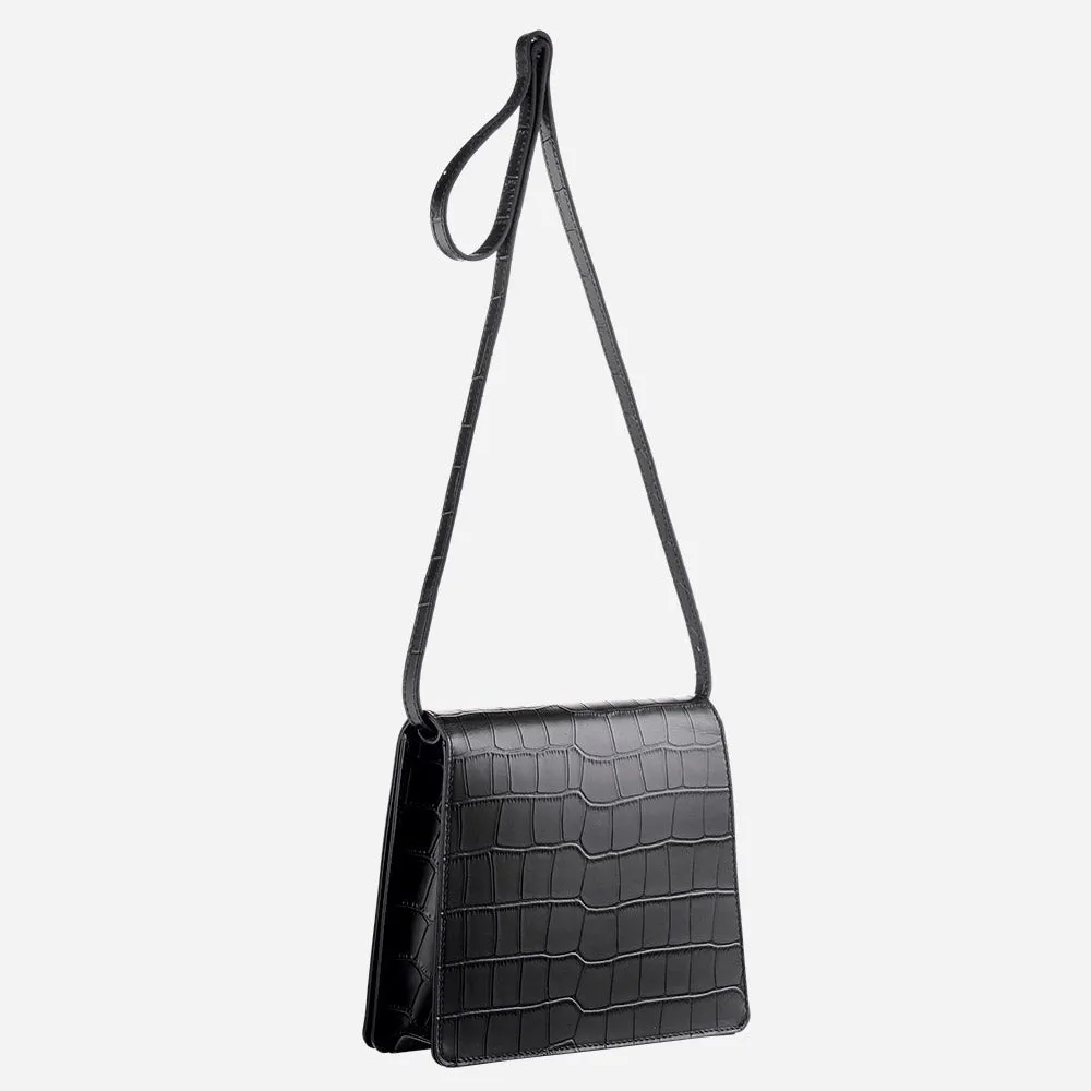 Mione Knot -  Embossed Croc Black