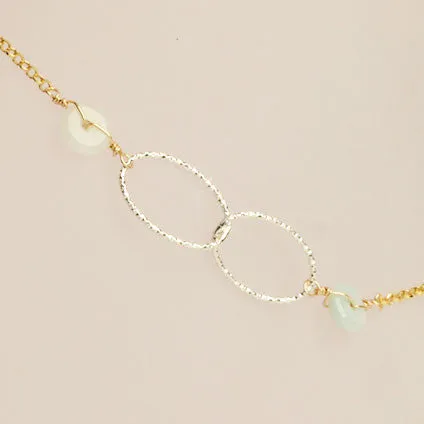 Mixed Metals Double Loops Jade Anklet