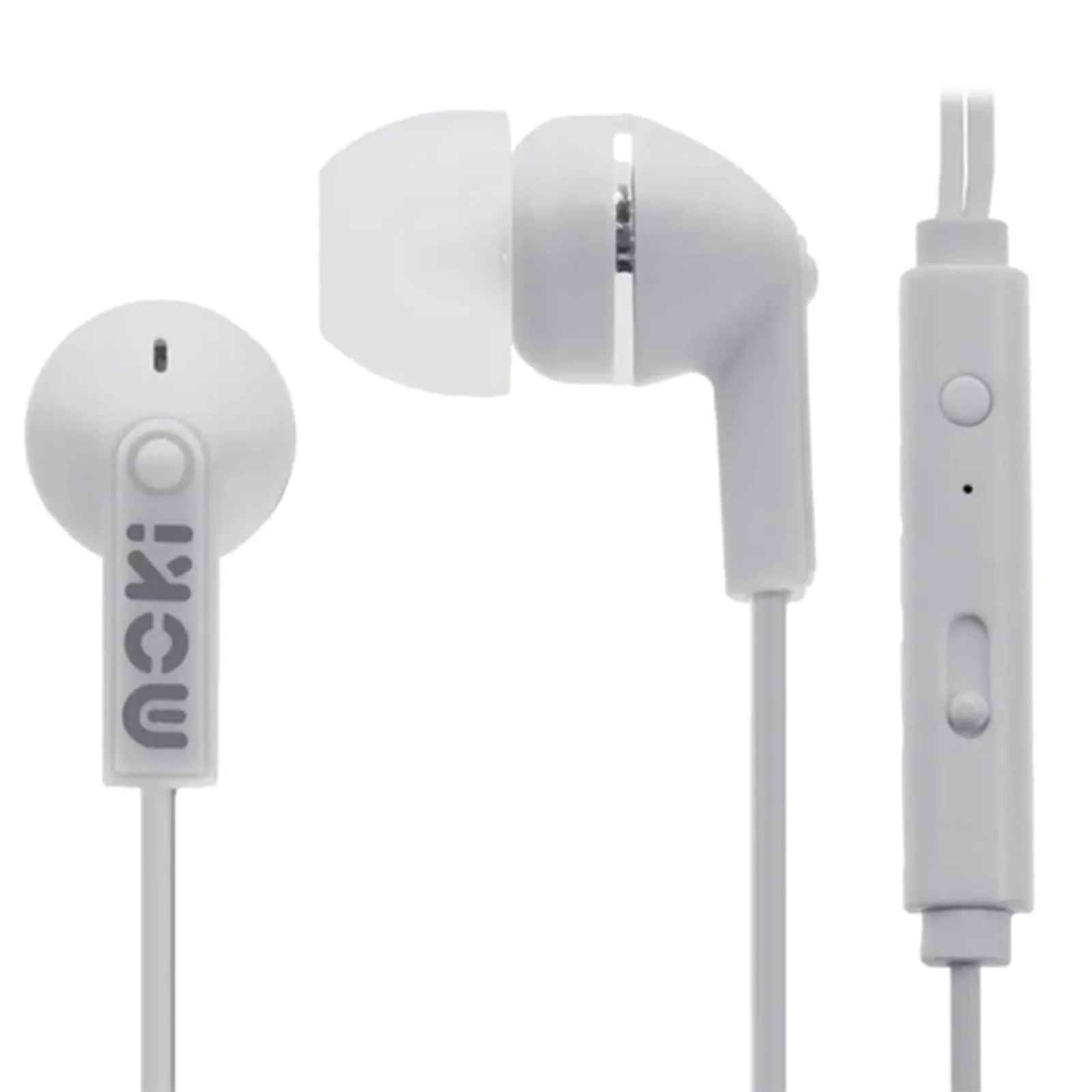Moki Noise Isolation Earphones   Microphone White