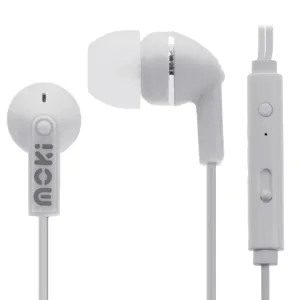 Moki Noise Isolation Earphones   Microphone White