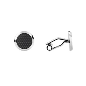 Montblanc Steel Meisterstück Round Black Inlay Cufflinks