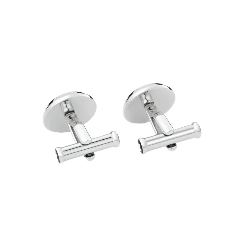 Montblanc Steel Meisterstück Round Black Inlay Cufflinks