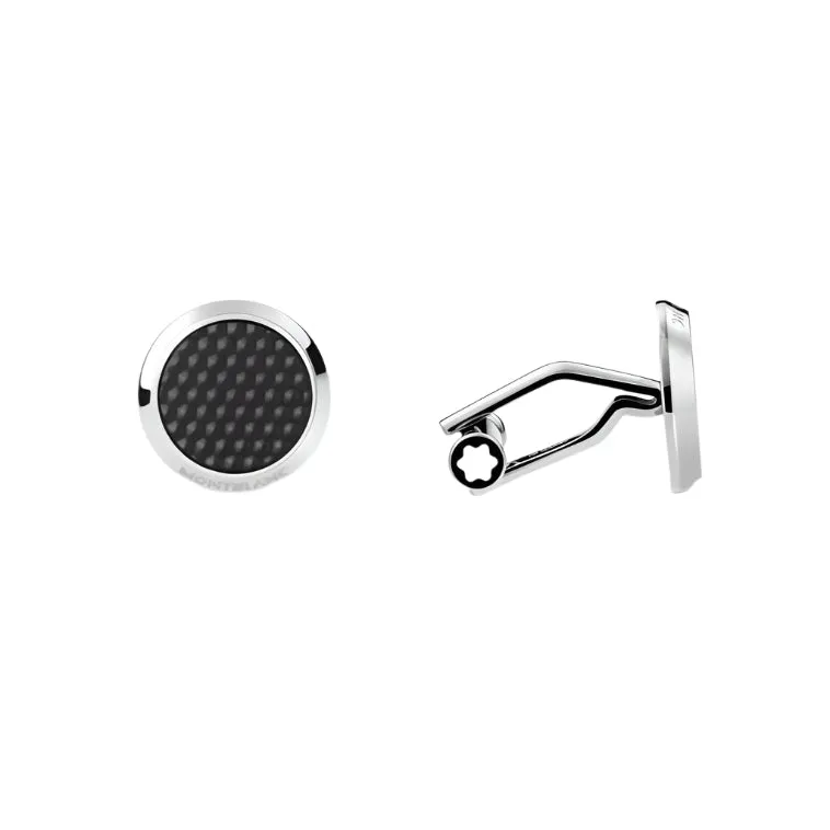 Montblanc Steel Meisterstück Round Black Inlay Cufflinks