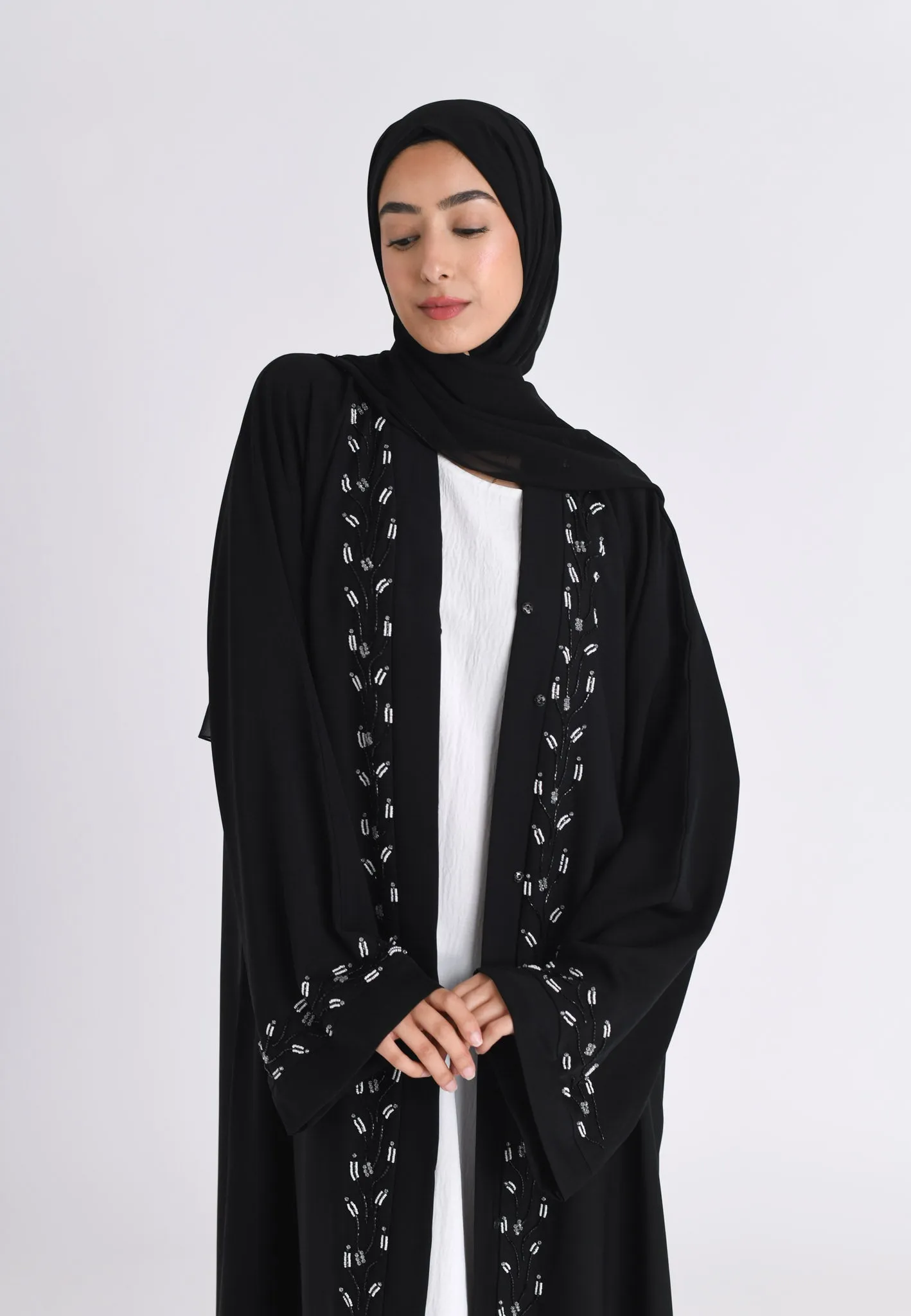 Moonlight Sonata Embellished Open Abaya (Premium)