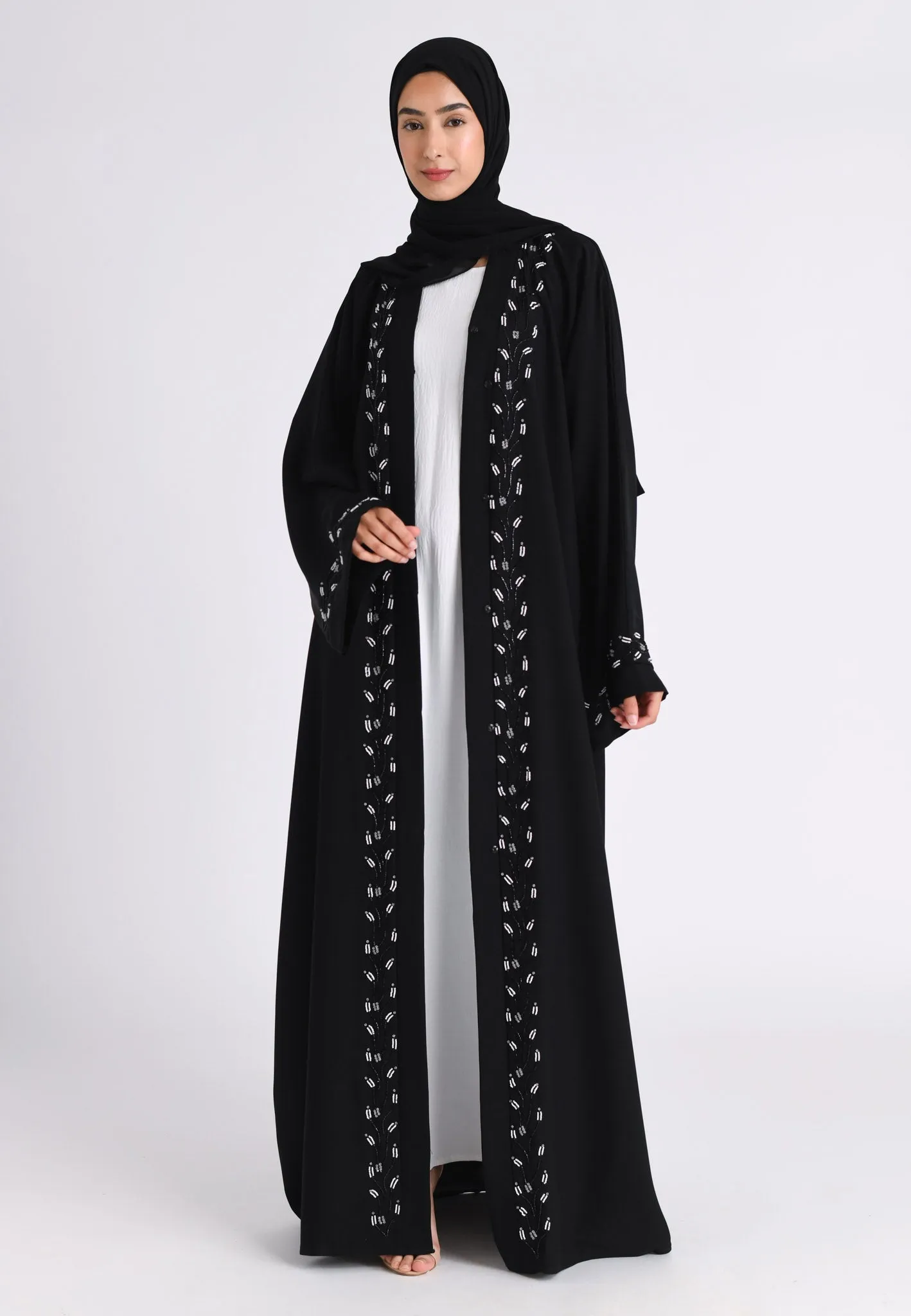 Moonlight Sonata Embellished Open Abaya (Premium)