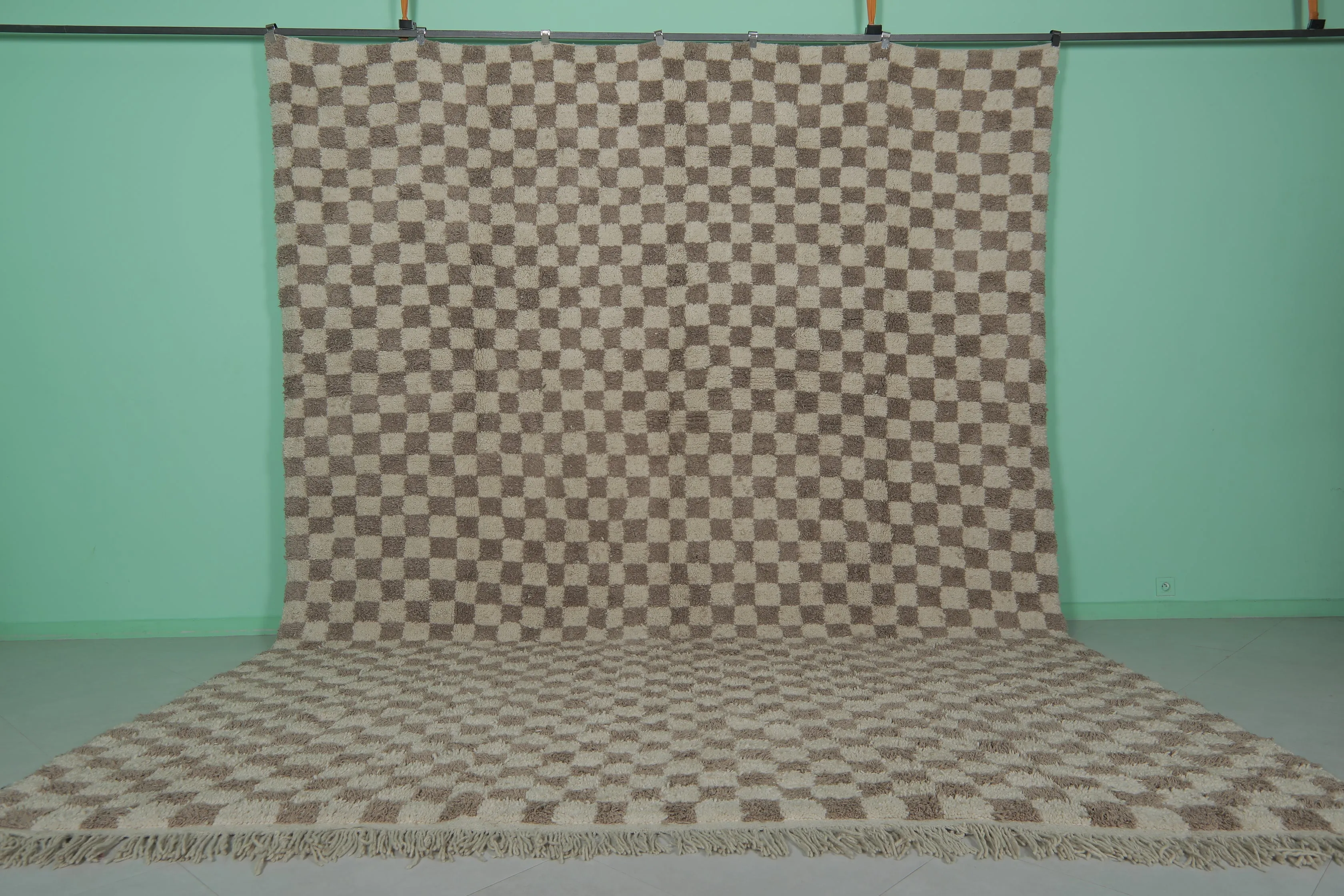 Moroccan Checkered Rug - Handwoven 11.2 x 15.1 Feet | Oversized Wool Design