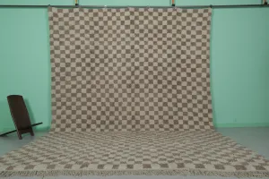 Moroccan Checkered Rug - Handwoven 11.2 x 15.1 Feet | Oversized Wool Design