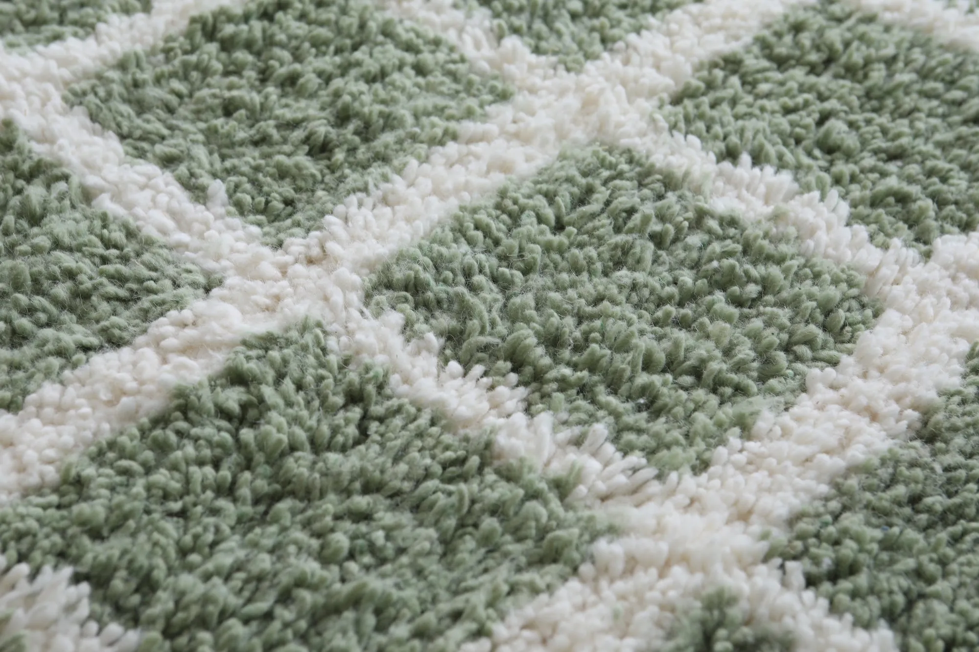 Moroccan Green checkered rug - Berber rug - Wool rug