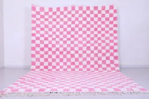 Moroccan Pink checkered rug - Checkered rug - Wool rug