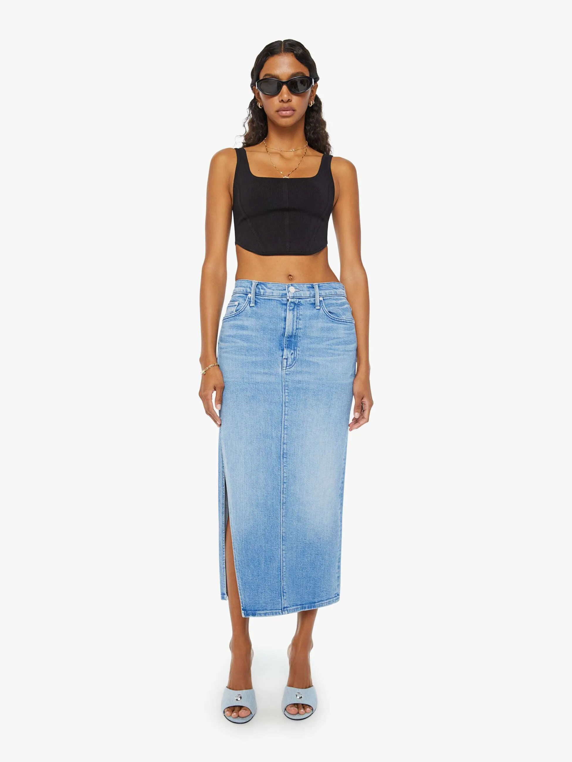 Mother The Split Second Skirt in Mediterranean Muse