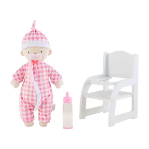 Mud Pie Baby Doll & High Chair Set