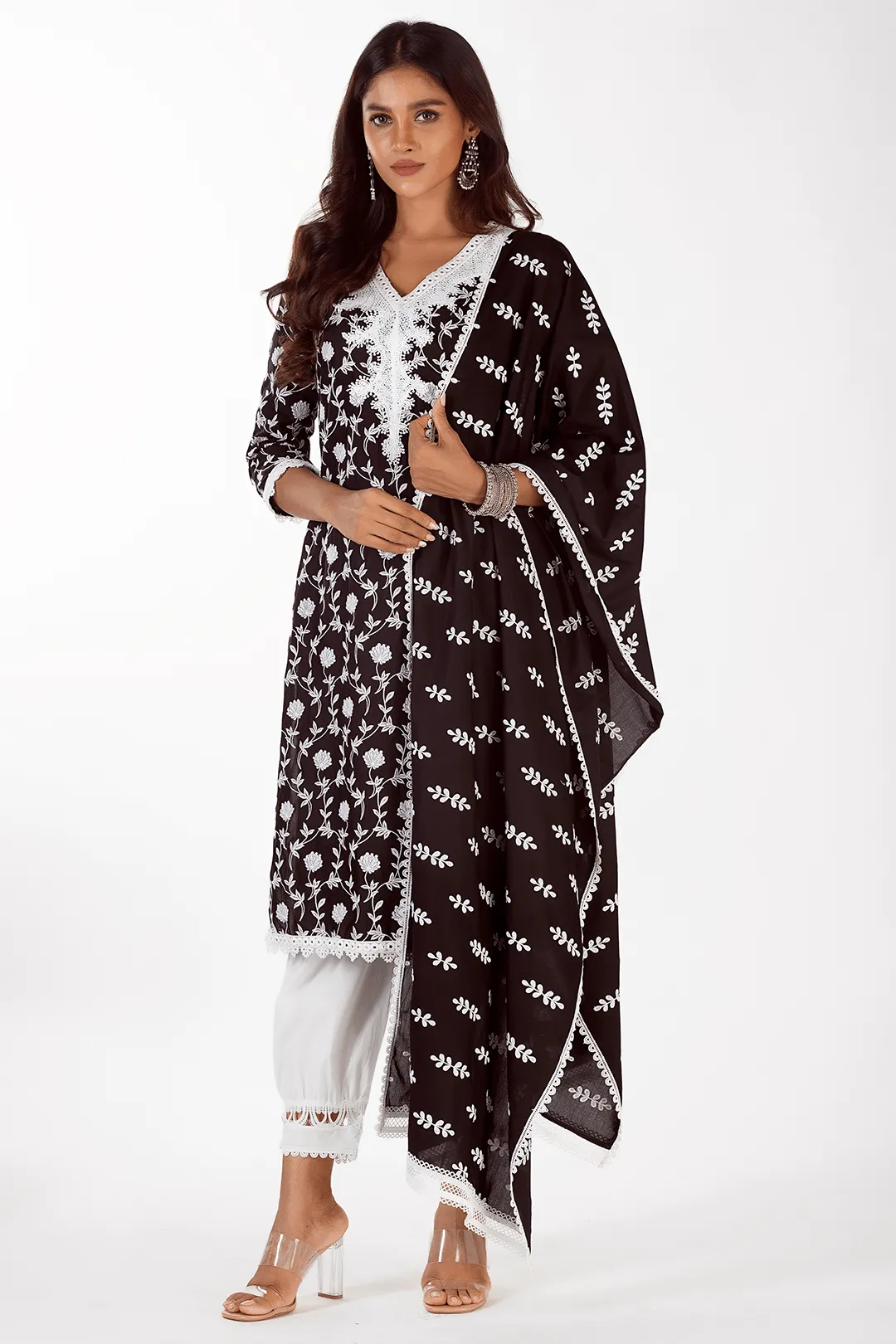 Mulmul Cotton Zeb Black Kurta