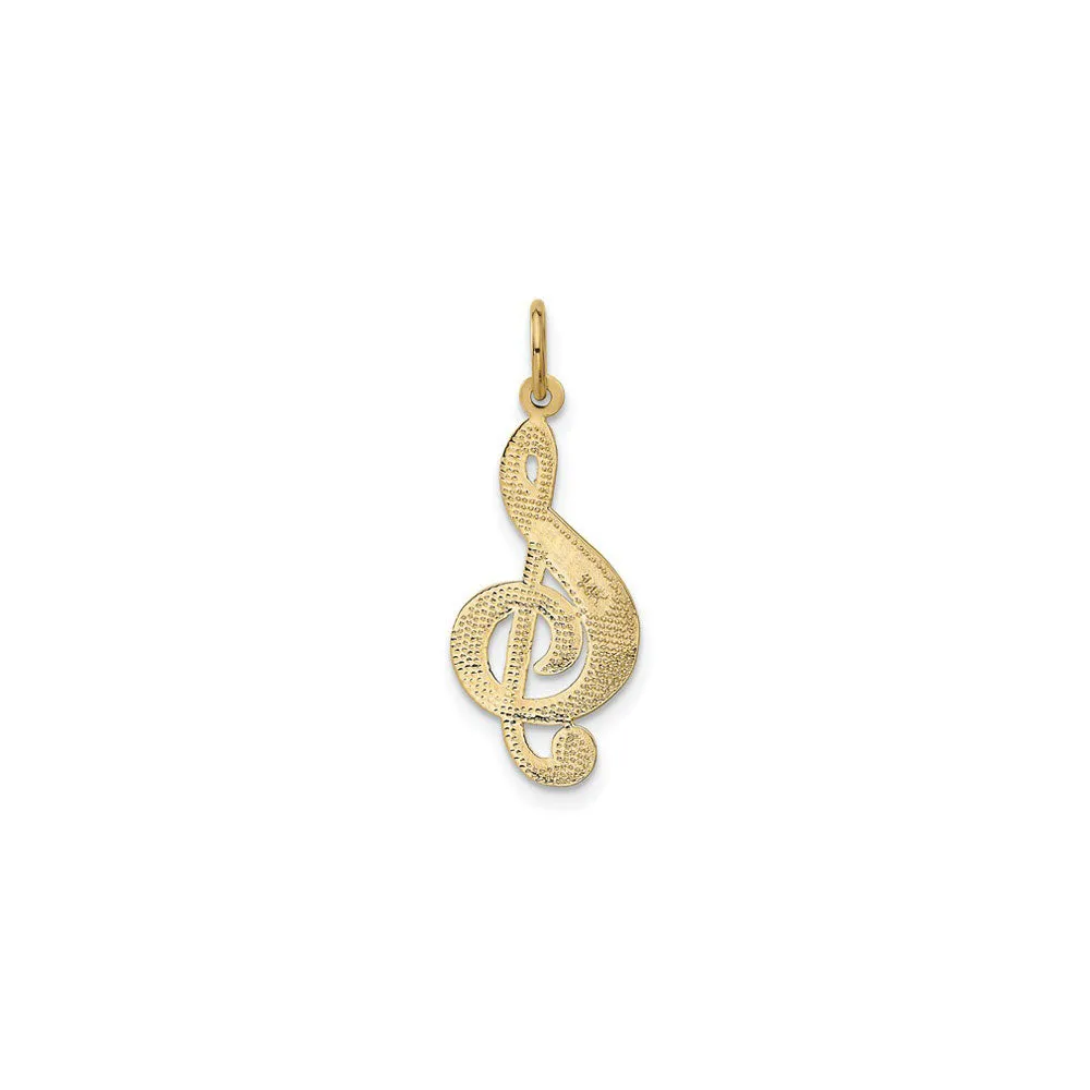 Music Note Adorned Treble Clef Pendant (14K)