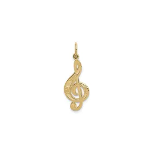 Music Note Adorned Treble Clef Pendant (14K)