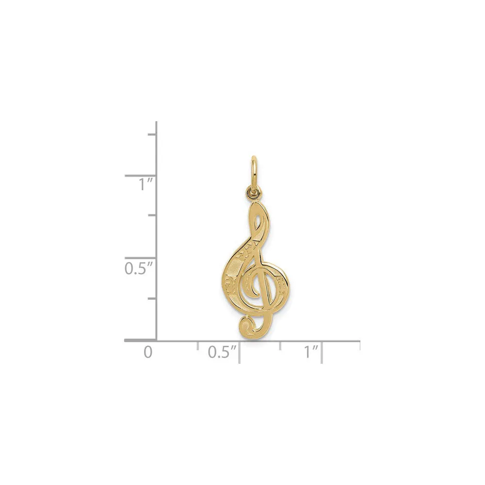 Music Note Adorned Treble Clef Pendant (14K)
