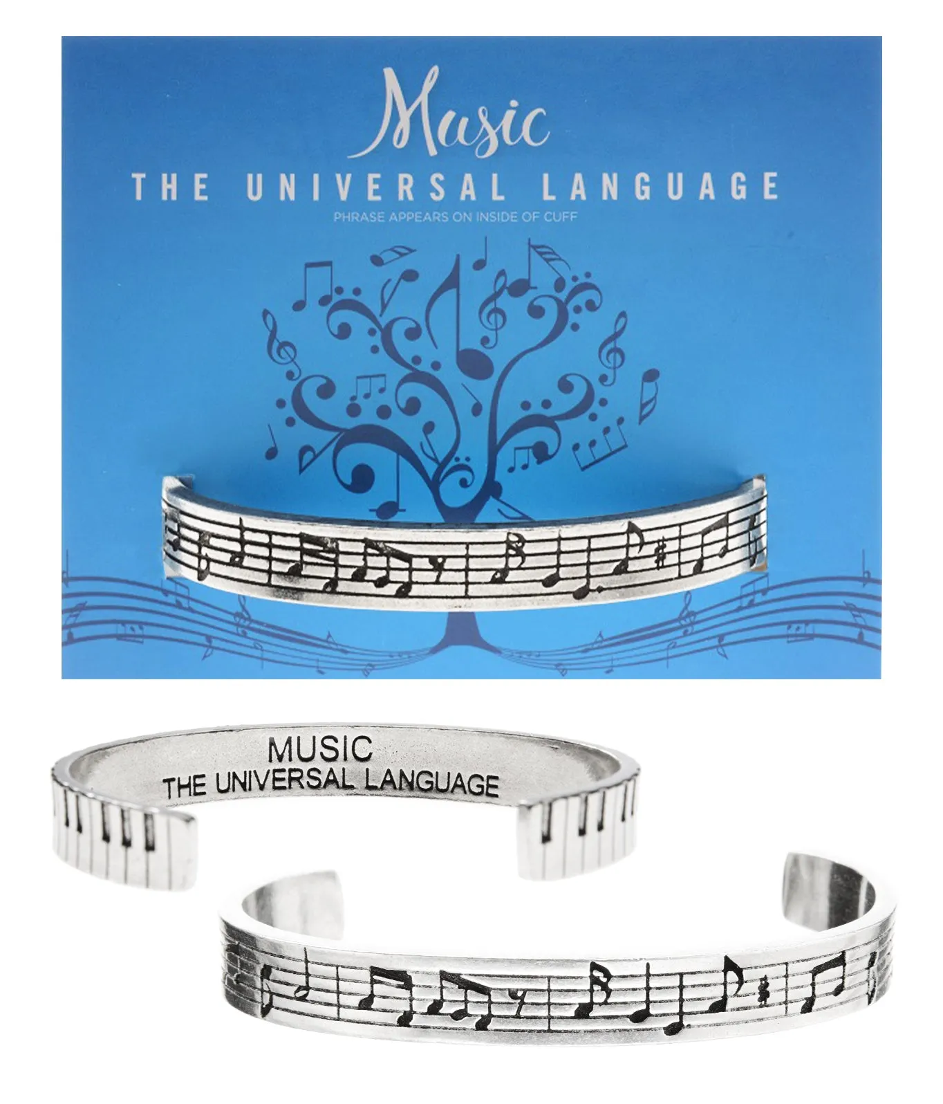 Music Notes (Inside - Music The Universal Language) Cuff Bracelet