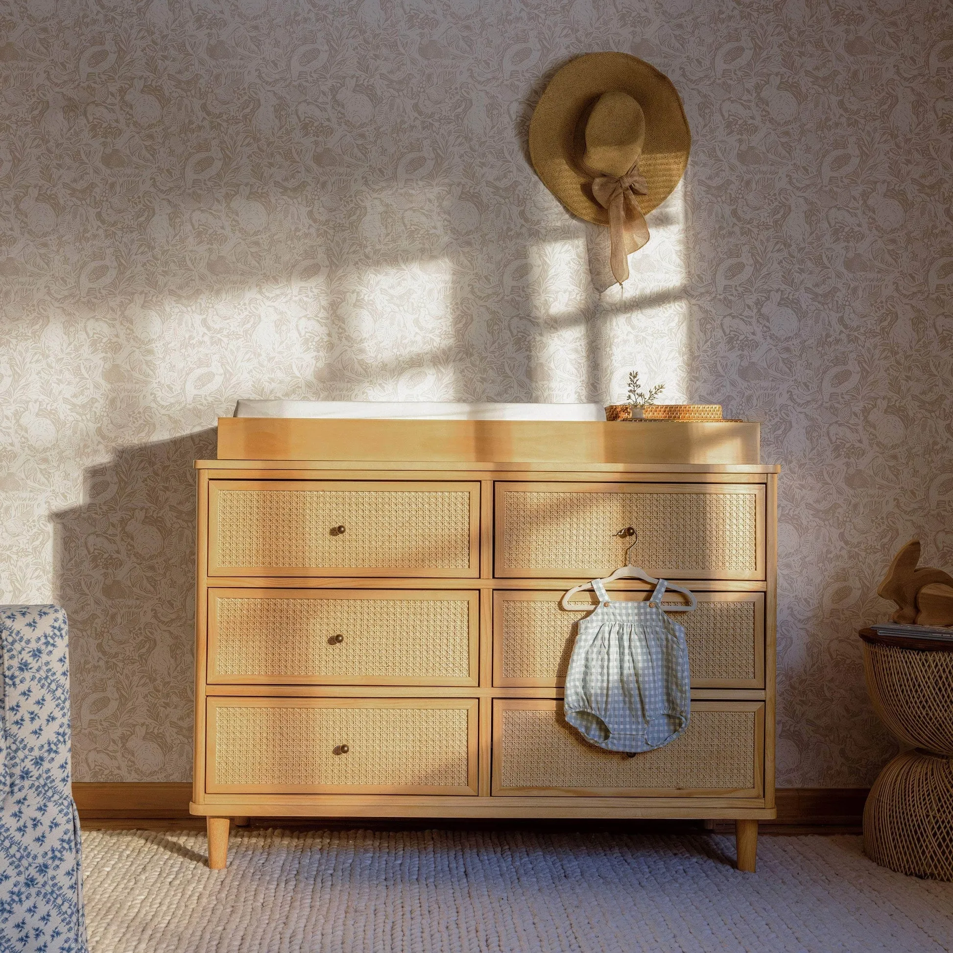 Namesake Marin with Cane 6 Drawer Assembled Dresser - Honey & Honey Cane