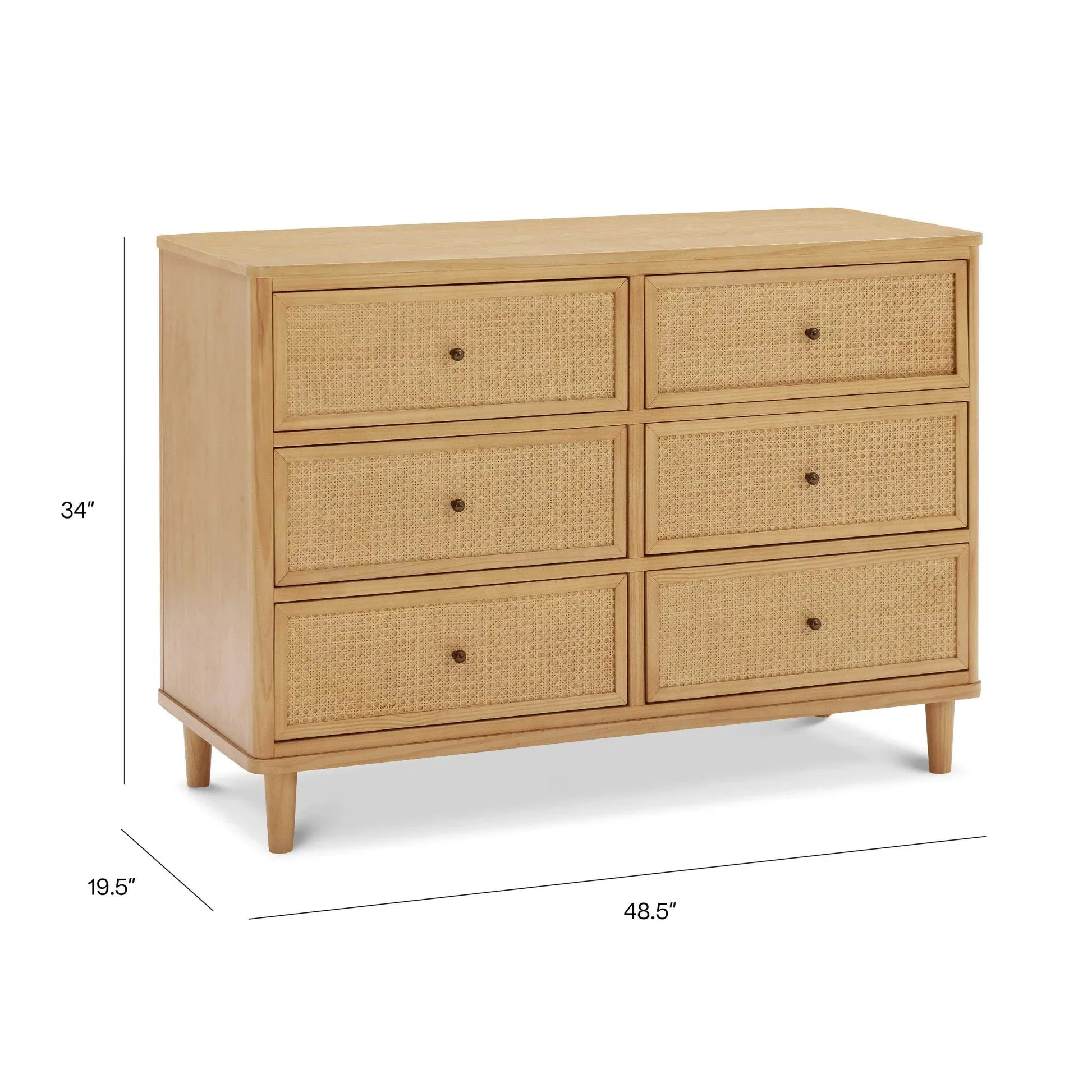 Namesake Marin with Cane 6 Drawer Assembled Dresser - Honey & Honey Cane