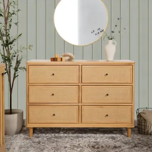 Namesake Marin with Cane 6 Drawer Assembled Dresser - Honey & Honey Cane