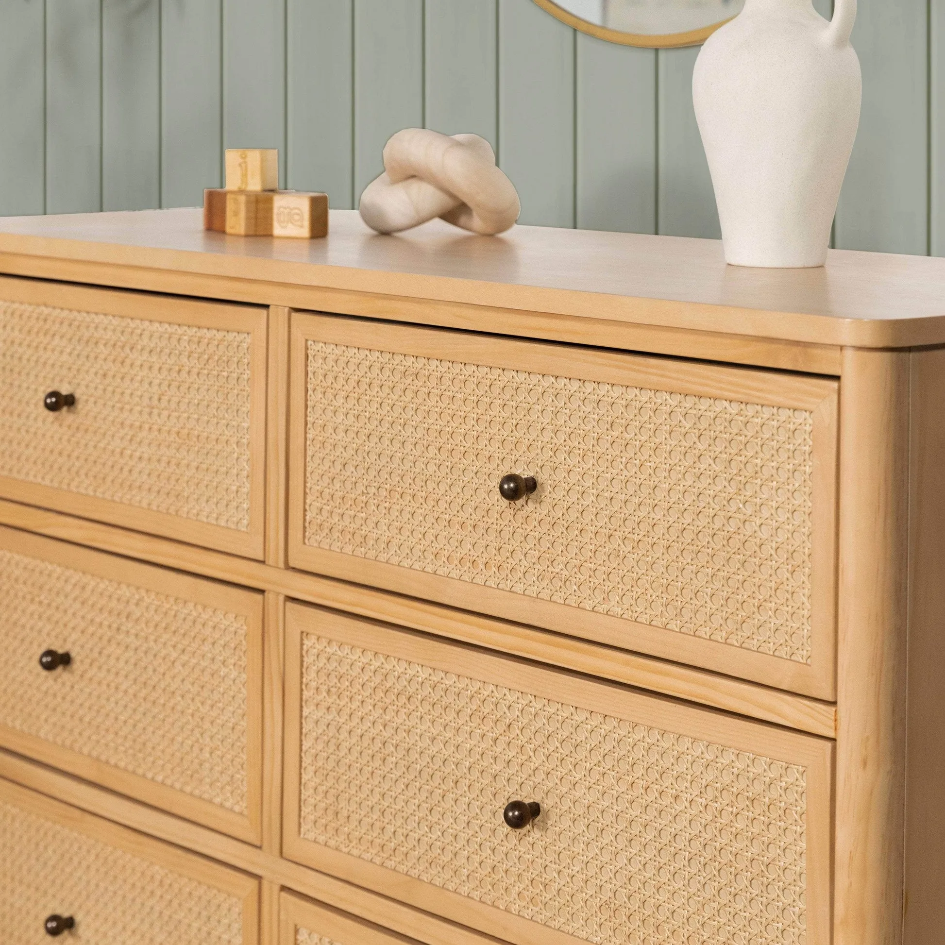 Namesake Marin with Cane 6 Drawer Assembled Dresser - Honey & Honey Cane