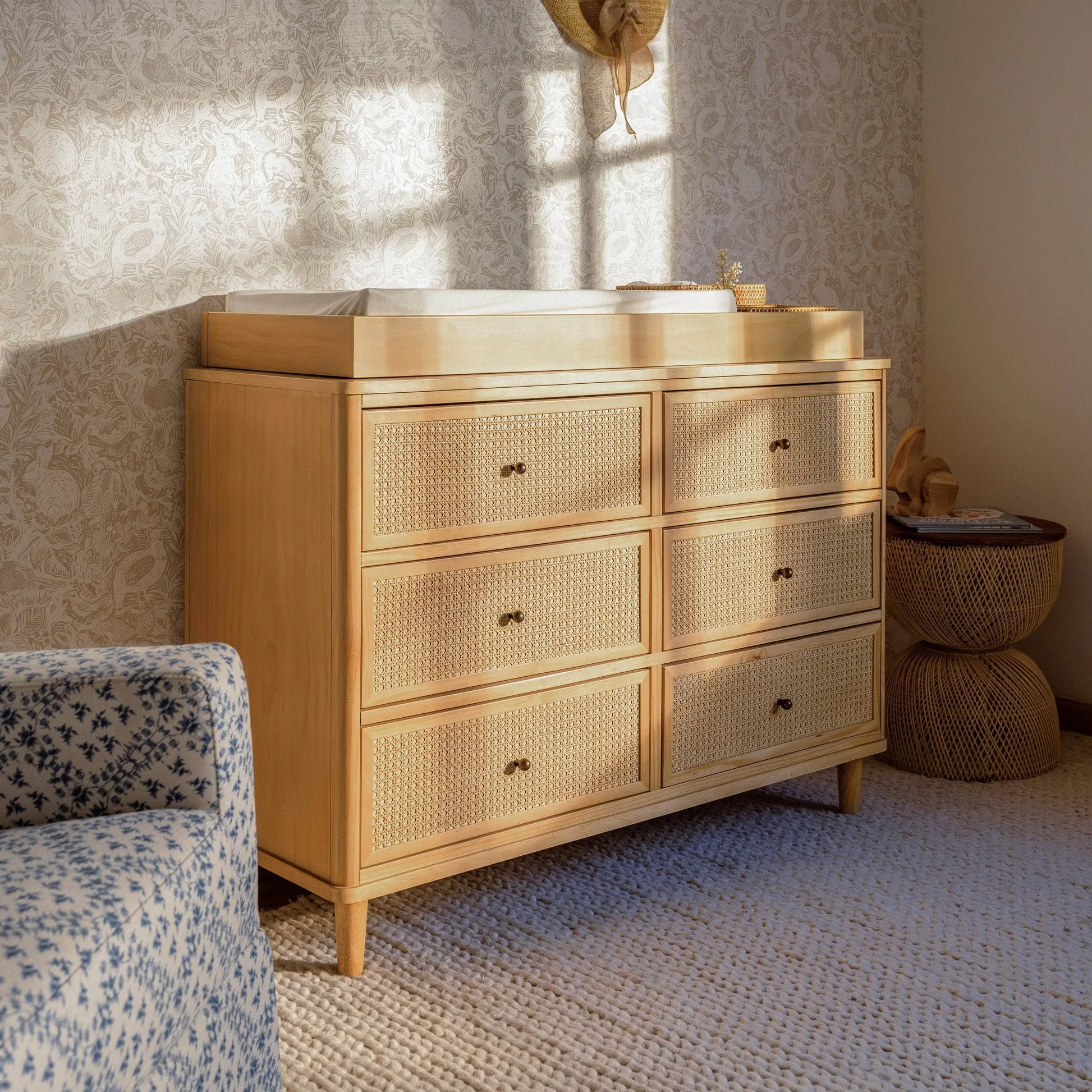 Namesake Marin with Cane 6 Drawer Assembled Dresser - Honey & Honey Cane