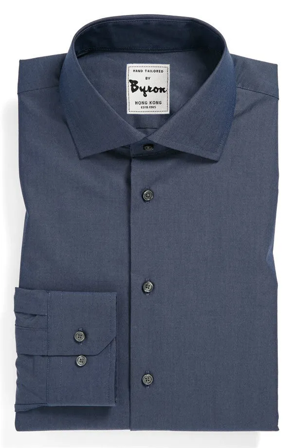Navy Solid Shirt 05, English Spread Collar, Angled Cuff