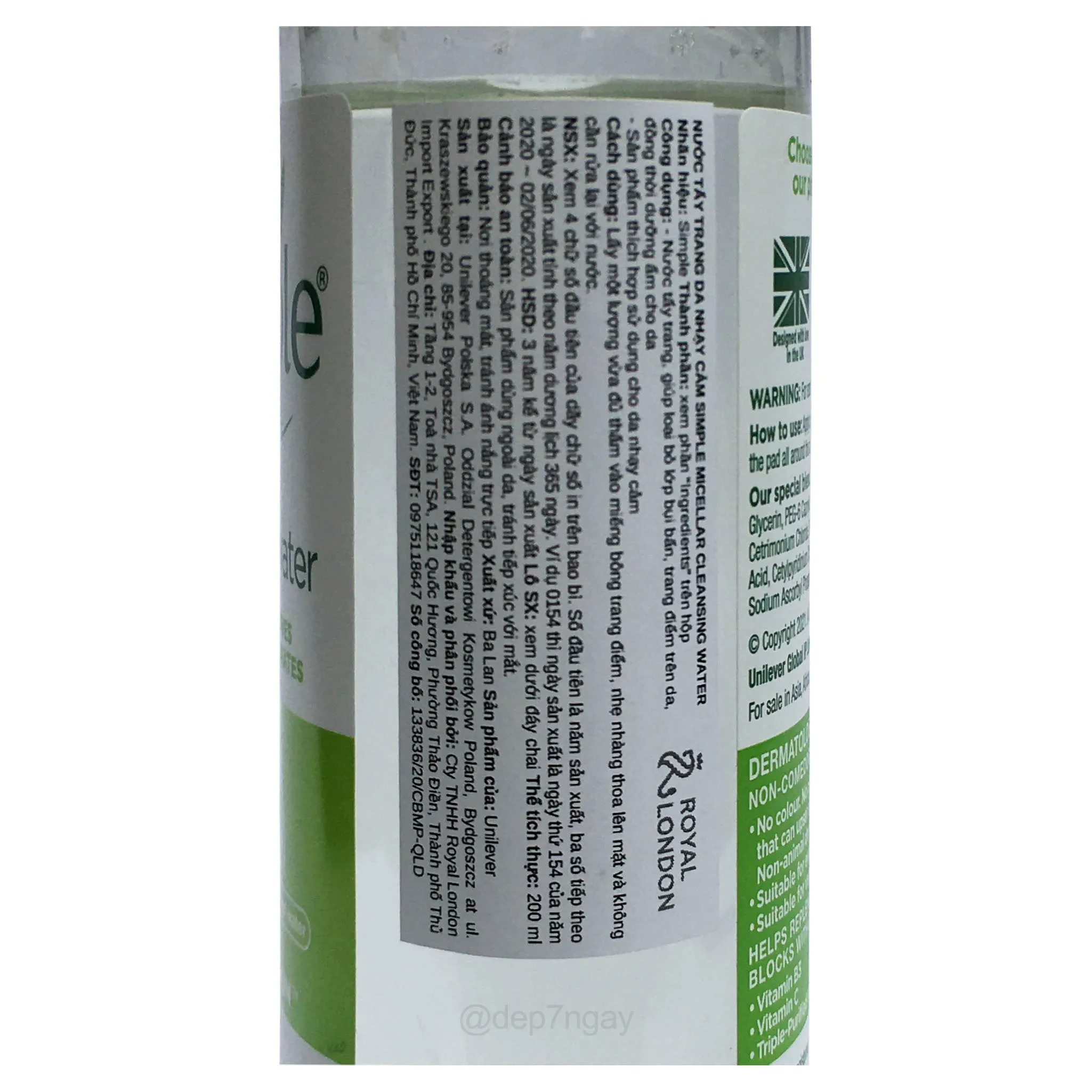 Nước Tẩy Trang Simple Micellar Cleansing Water 200ml