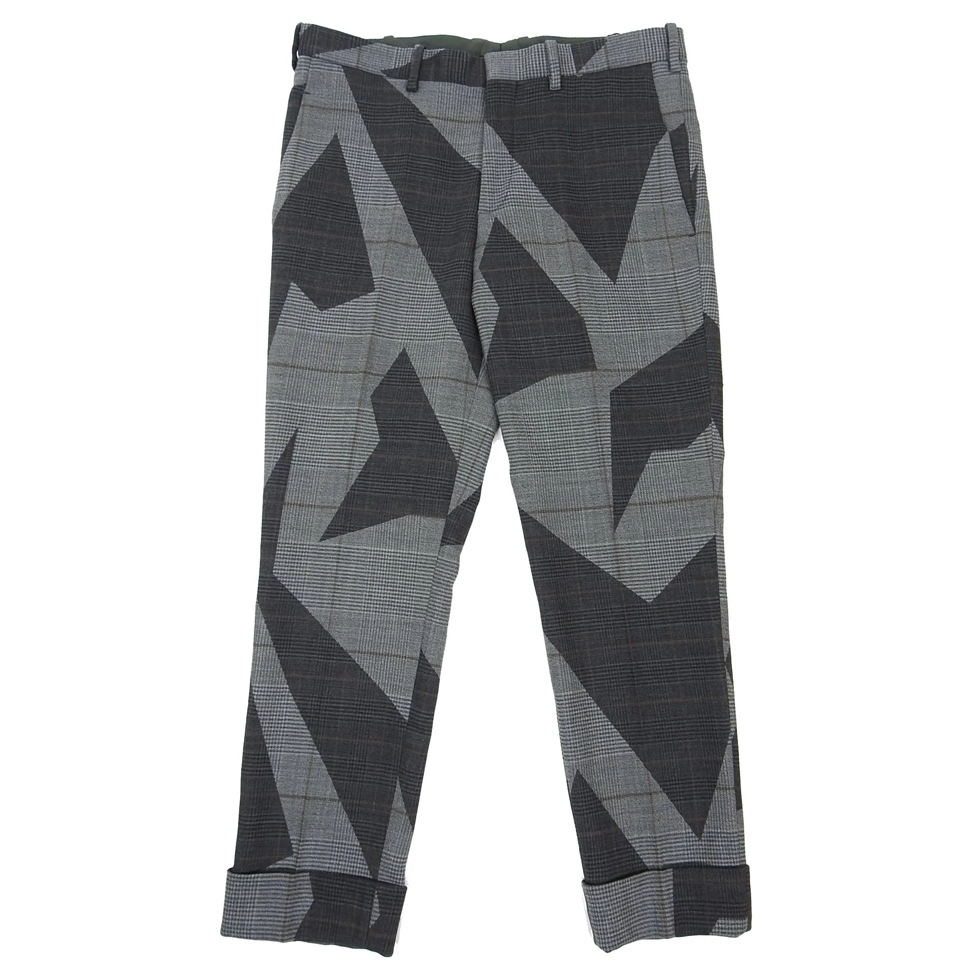 Neil Barrett Grey Patterned Wool Pants Size 50