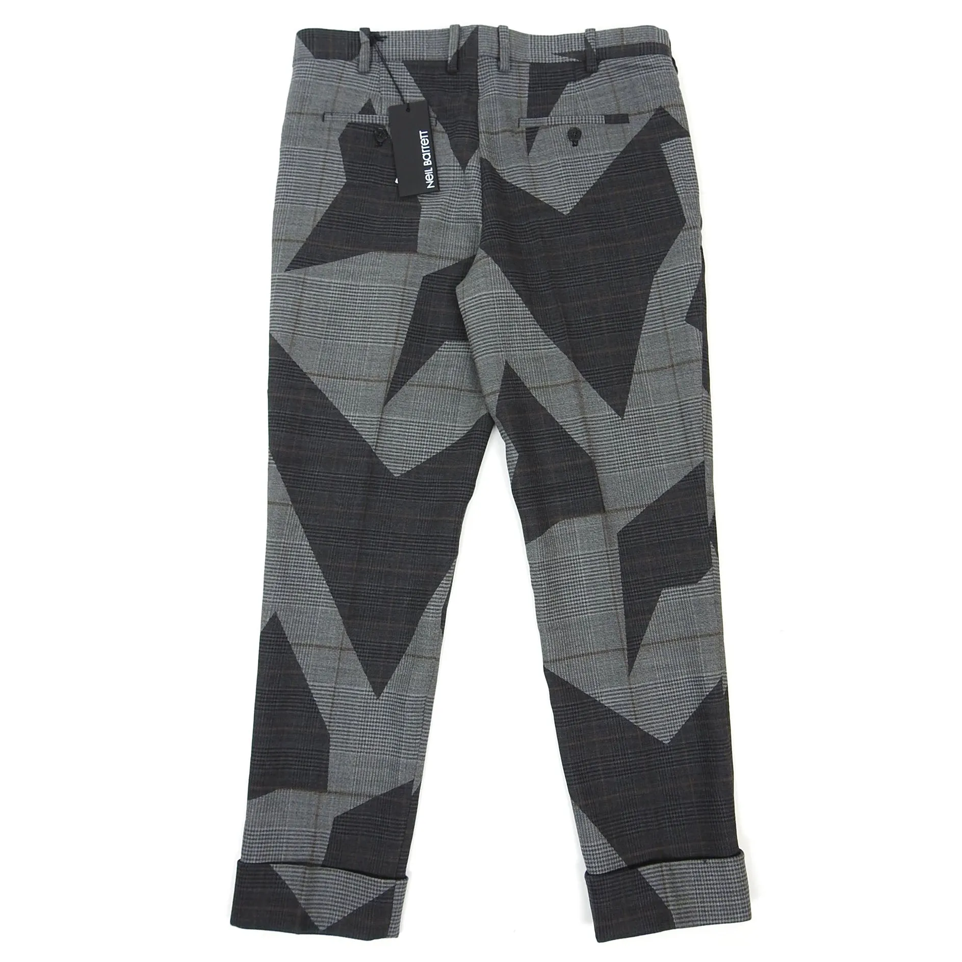 Neil Barrett Grey Patterned Wool Pants Size 50