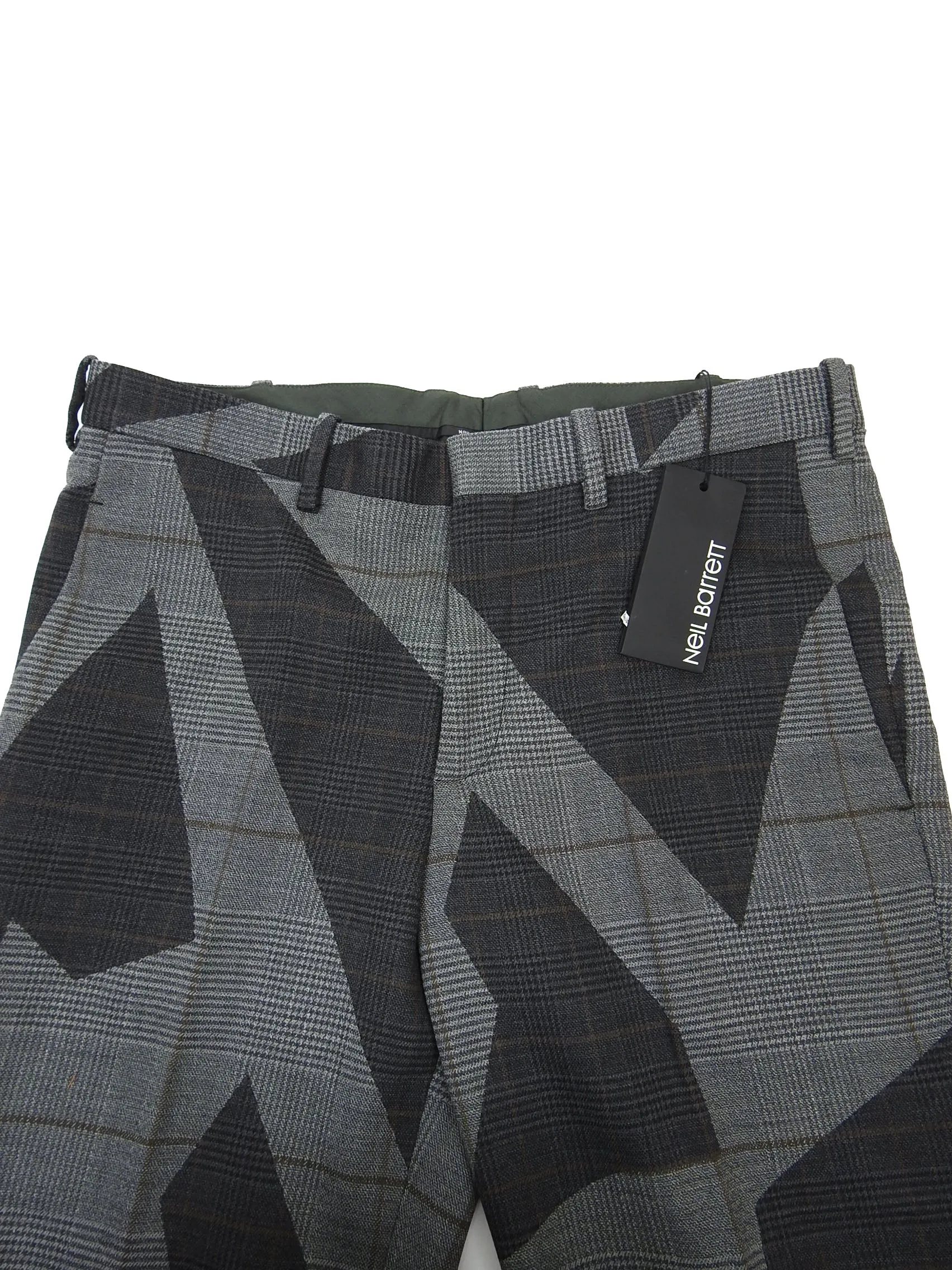 Neil Barrett Grey Patterned Wool Pants Size 50