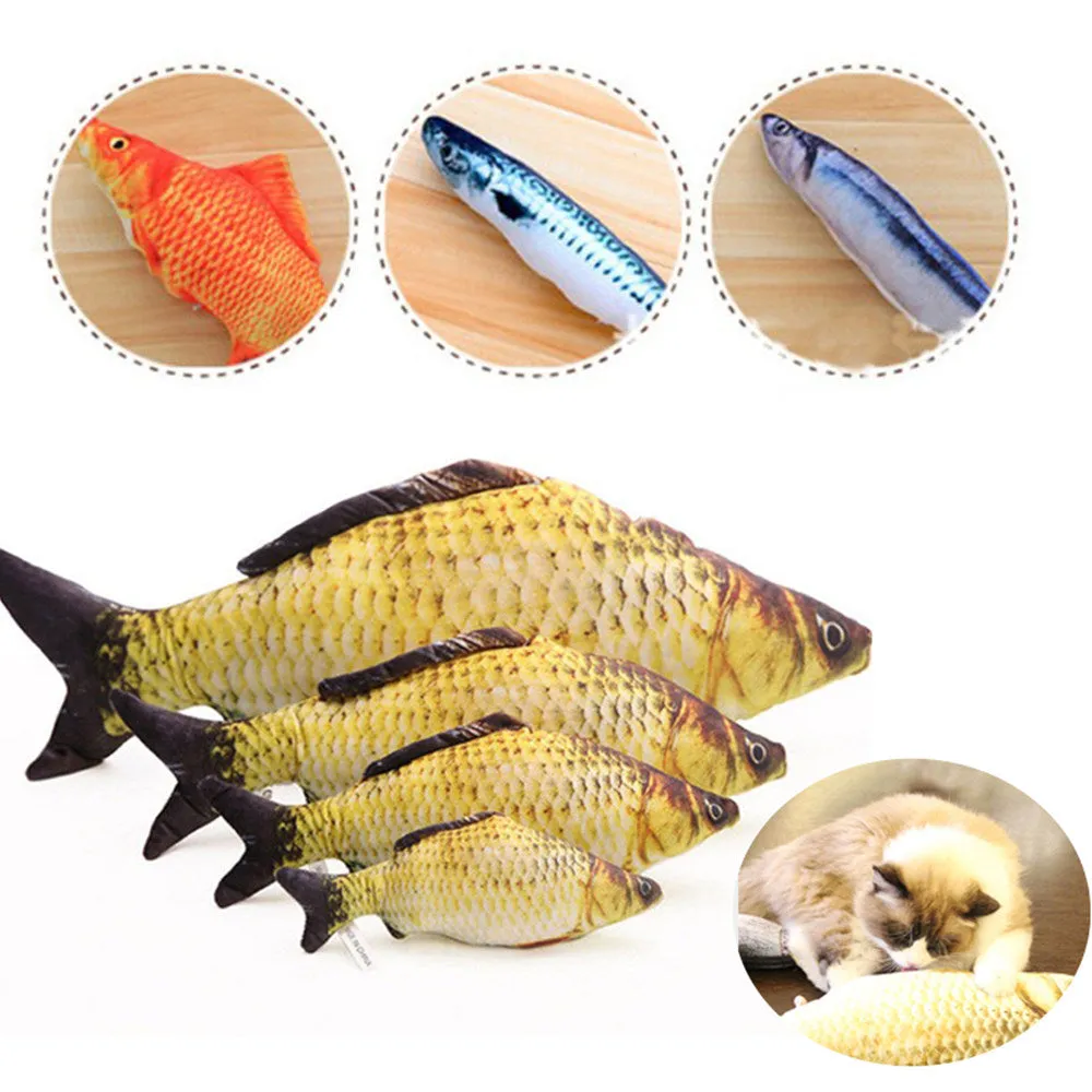 New 1PC 40cm Fish Plush Pet Toys Puppy Dog Lovely Artificial Cat Scratch Pillow Sleeping Cushion Fun Toy Cat Mint Catnip Toys