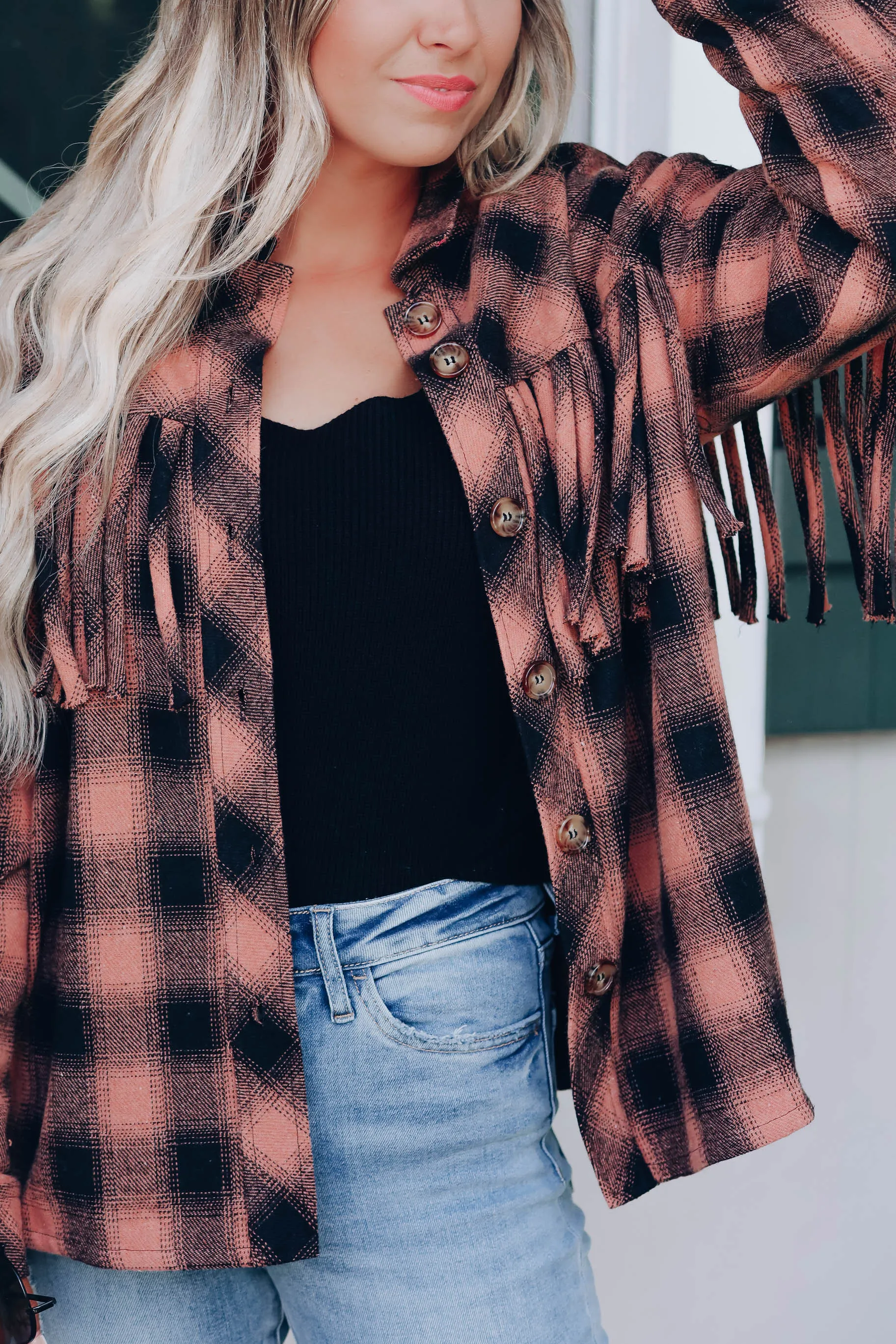 Not Your Same Old Plaid Jacket - Terra Cotta