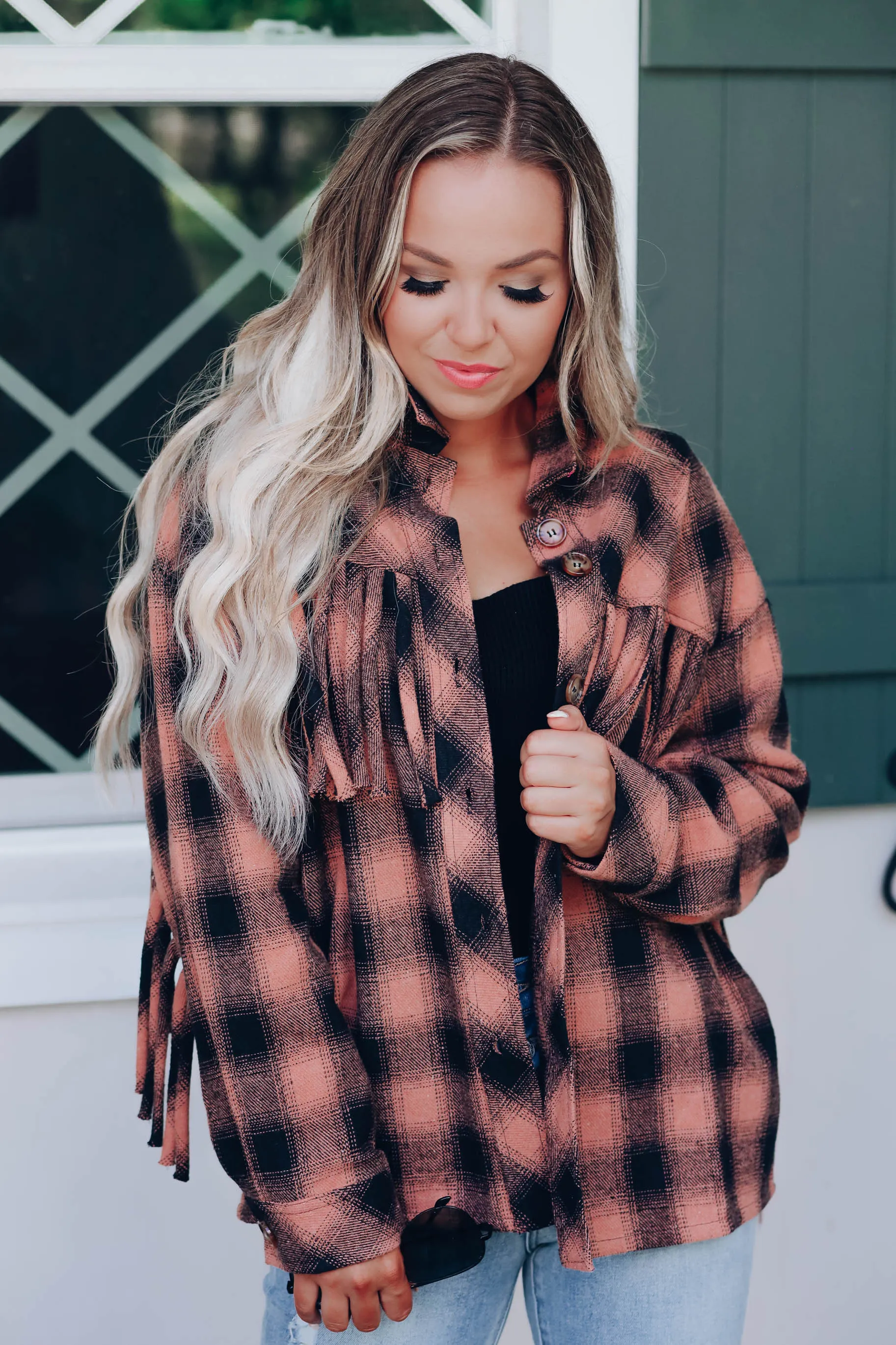 Not Your Same Old Plaid Jacket - Terra Cotta