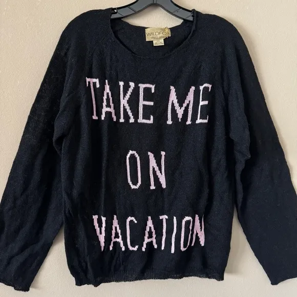 NWT Wildfox Oversized Take Me on Vacation Black Wool Blend Sweater XS